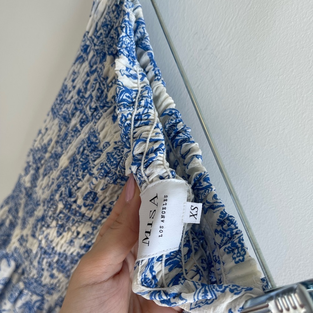 MISA Blue and White Strapless Dress or Skirt Floral - Picture 8 of 8